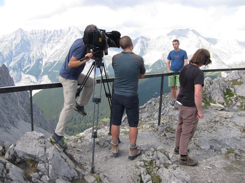 Filmdreh am Hafelekar oberhalb von Innsbruck